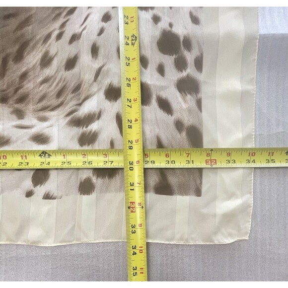 Animal Print Scarf 34"x34" – Ivory & Brown – Made in Italy – Lightweight - Picture 3 of 8